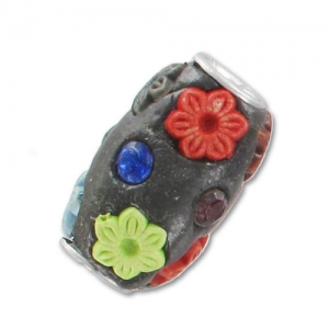 Oliva incrustada de cuentas 19x11 mm Multicolores x1