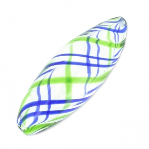 Oliva vidrio soplado 22x6 mm Azul/Verde