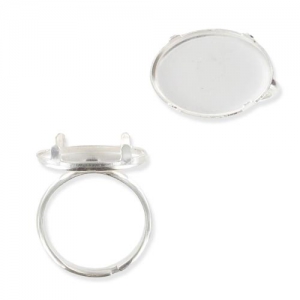 Anillo Engaste fondo plano 18x13 mm horizontal de Plata 925 x1