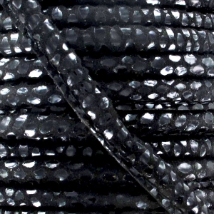 Cordón de cuero con puntadas vistas 4 mm Imitación Leopardo Negro x1 m