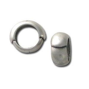 Cuenta pasante para cuero Regaliz 15x8 mm Chapado Plateado envejecido