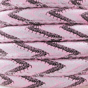 Cordón sintético con pespunte Chevron de 6 mm Rosa x 50 cm