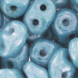 SuperDuo 2,5x5 mm Chalkwhite Blue Ceramic Look x10g