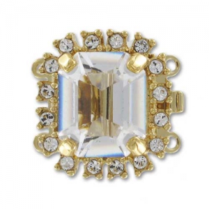 Cierre 2 vías 17 mm cabujón PureCrystal Crystal/dorado x1