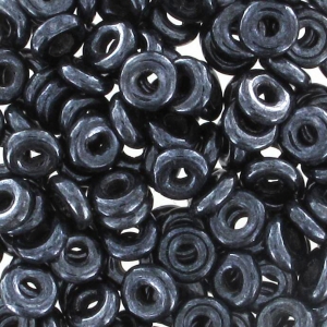 O Bead 4 mm Jet Hematite x5g