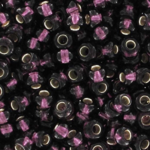 Cuentas de Rocalla Preciosa 11/0 de 2 mm - Amatista con ribete plateado x 20 g