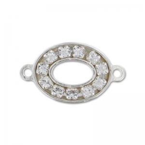 Separador strass ovalado 2 anillas 17,3x10 mm Plata 925 x1