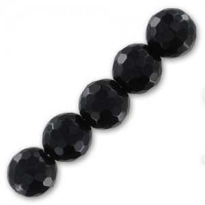 Cuentas Redonda facetada 8 mm Black Onyx x10