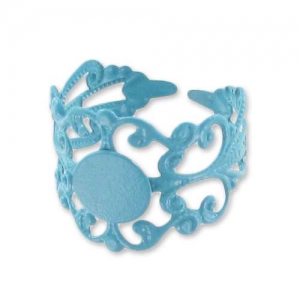 Anillo barroco ligero disco plano 8 mm Turquesa x1