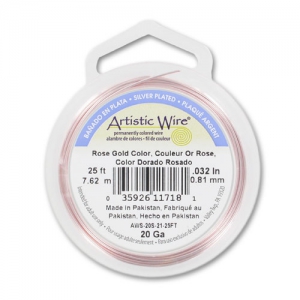 Artistic Wire Alambre de cobre flexible anti-desgaste de 0,81 mm - Dorado Rosa x7,6m