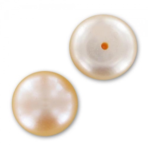 Cabujones semiperforados 10,5 mm - Perlas de agua dulce iridiscentes Peach x2
