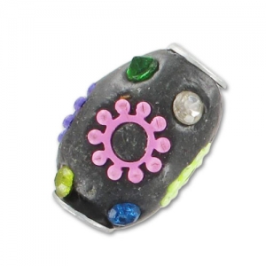 Oliva incrustada de cuentas 20x14 mm Multicolores x1