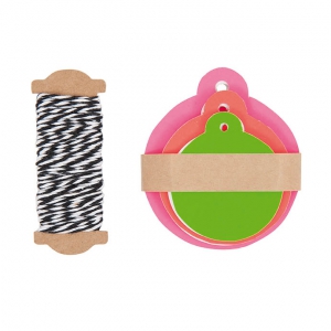 Surtido de etiquetas redondas con hilo Mix Flúo x30