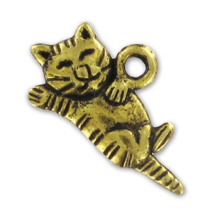 Dije gato 10x19 mm dorado antiguo x1