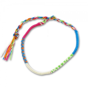 Pulsera trenza indiana 3 mm Fucsia/Turquesa x1