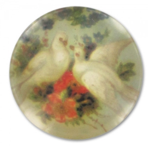 Cabuchón plano decorado 25 mm Pájaros x1