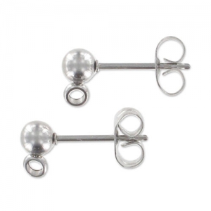 Pendientes con trasera bola 4 mm Acero inox 304 x2