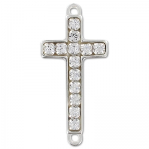 Separador strass cruz 2 anillas 24x11 mm Plata 925 x1