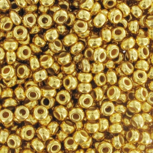 Cuentas de Rocalla Preciosa 11/0 de 2 mm - chapadas en oro de 24 K, 10 g
