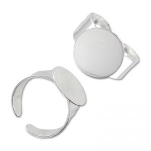 Anillo disco plano 14 mm plateado x1