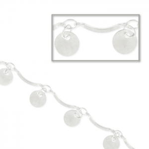 Cadena cequíes redondos y separadores arqueados 3 mm plateado x 1m
