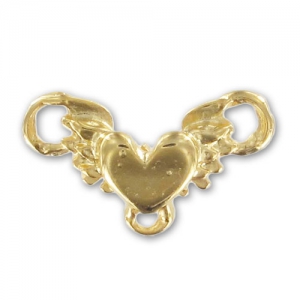 Entrepieza corazón 3 anillas 11x19 mm dorado con oro fino x1