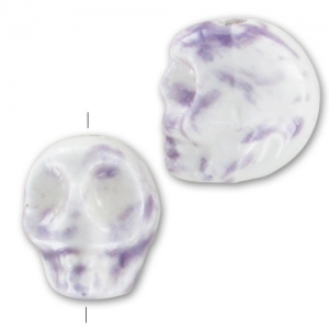 Calavera de cerámica 13x11 mm Blanco/Morado x1