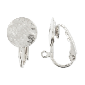 Pendientes de disco arrugado de 10 mm - Plateados x2