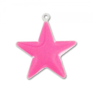 Dije estrella esmaltado époxy 21 mm Rosa x1