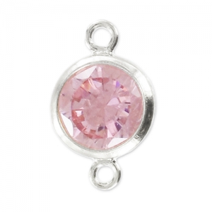 Separador 2 anillos - óxido de zirconio - 11x6 mm Light Rose/Argent 925 x1