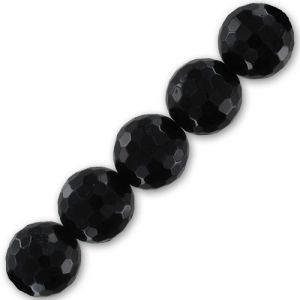 Cuenta Redonda facetada 12 mm Agate Negra x1