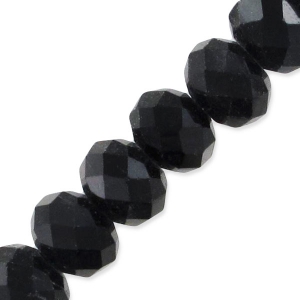 Redondas planas facetadas 6x4 mm Jet x40cm