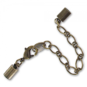 Cierre mosquetón con terminal para cordón plano 4 mm bronce