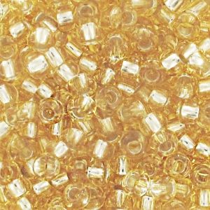 Cuentas de Rocalla Preciosa 11/0 2 mm - Doradas con ribete plateado x 20 g