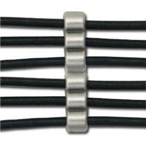 Cuenta pasante para cordón 3 mm 6 vías Chapado Plateado envejecido x1