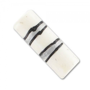 Cuentas cilíndricas decoradas, 25 x 9 mm, blancas a rayas x5