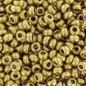 Cuentas de Rocalla Preciosa 9/0 de 2,5 mm - chapadas en oro de 24 K, 10 g