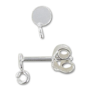 Pendientes con trasera disco plano avec anilla 4 mm Plata 925 x2