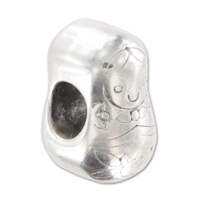 Cuenta matriochka para cordón 5 mm Chapado Plateado envejecido x1