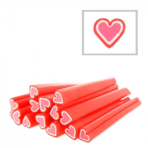 Caña arcilla polimerica 5x50 mm Corazón Rojo