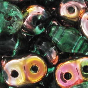 SuperDuo 2,5x5 mm Emerald Capri Gold x10g