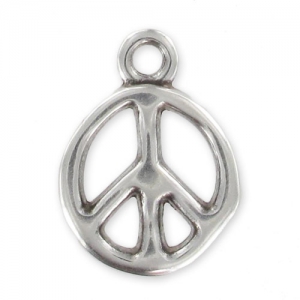 Dije irregular Peace 18 mm Chapado Plateado envejecido x1