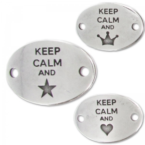 Separador keep calm 2 agujeros 29x20mm Chapado Plateado envejecido x1