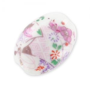 Oliva de cerámica 18x13 mm Rosa/Blanco x1