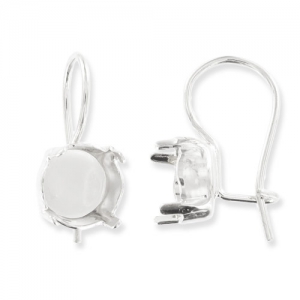 Ganchos engaste cabujón 1028/1088 8 mm plateado x2