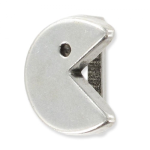 Cuenta pasante 13x12 mm para cordón plano 10 mm Chapado Plateado envejecido