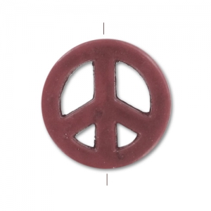 Cuenta Peace de Howlite tintado 15 mm Chocolate x1