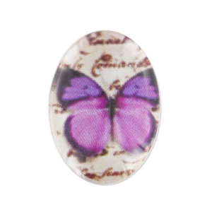Cabujón 18x13 mm Mariposa Violeta/Negro x1