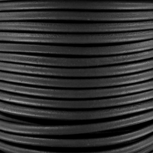 Cordón de cuero europeo de 4 mm - Negro x 1 m