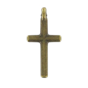Dijes cruz 16 mm bronce x10